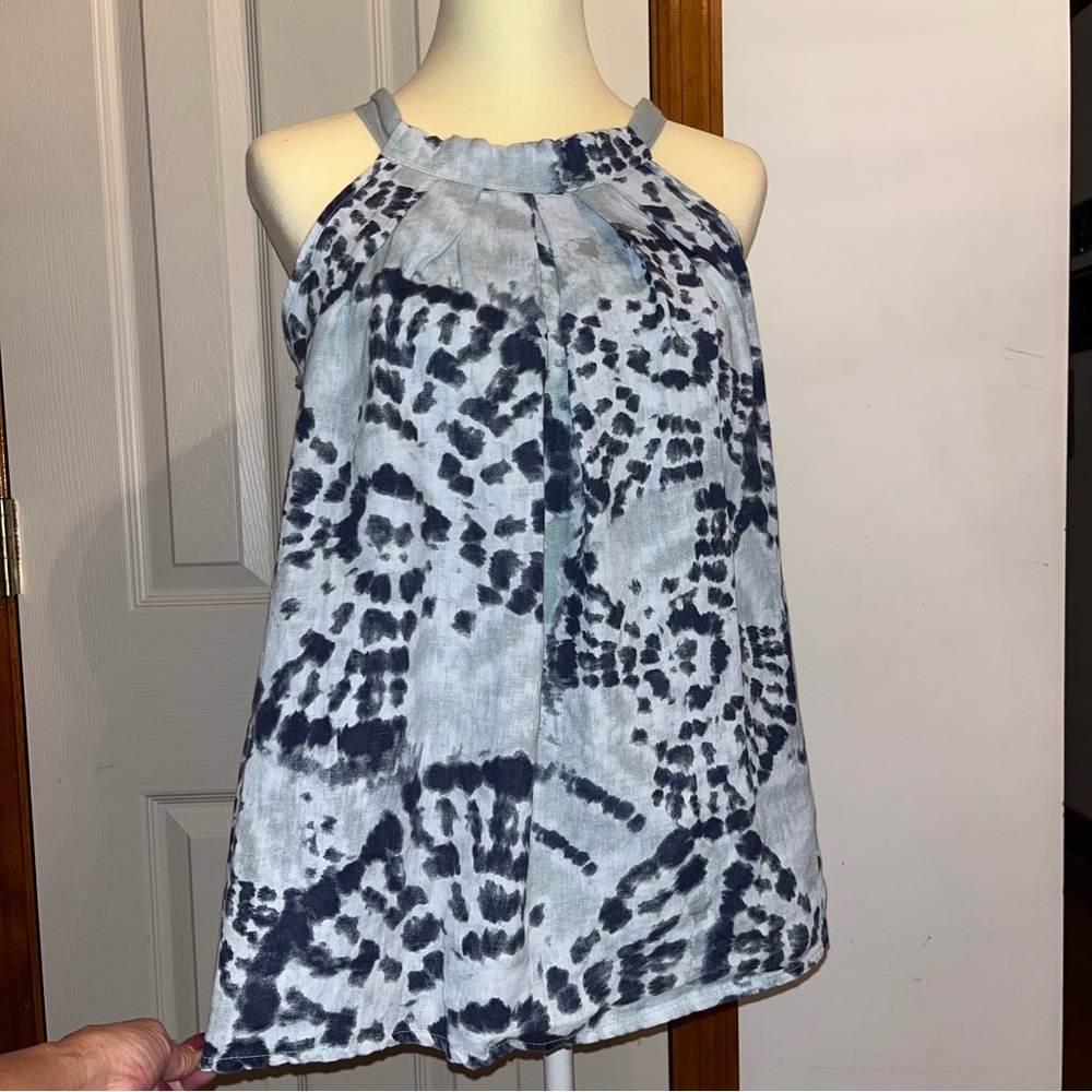 Bellambra Pure Linen High Neck Sleeveless Tie Dye Top Made in Italy